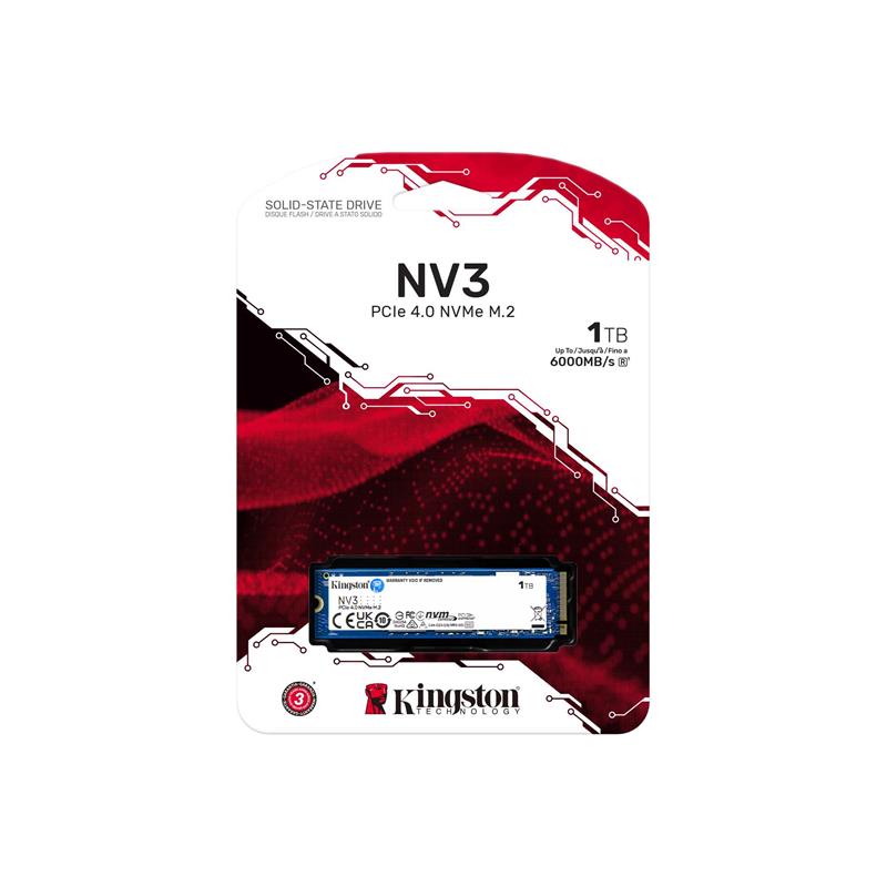 KINGSTON 1 TB NV3 M.2 NVME PCIE GEN4 6000/4000MBS SNV3S/1000G