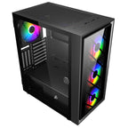 1ST PLAYER AR7-G SİYAH 750W 80+ SILVER ATX 3.1 ARGB 4X12CM FAN TEMPERLİ CAM USB 3.0 ATX KASA