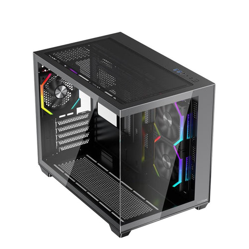 1ST PLAYER BV6 SİYAH ACK 650W 80+ BRONZE ARGB 3X12CM FAN PANORAMİK TEMPERLİ CAM USB 3.0 M-ATX KASA