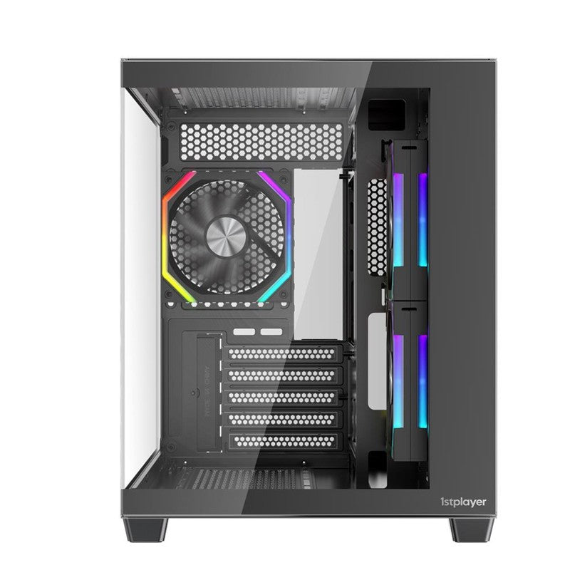 1ST PLAYER BV6 SİYAH ACK 650W 80+ BRONZE ARGB 3X12CM FAN PANORAMİK TEMPERLİ CAM USB 3.0 M-ATX KASA