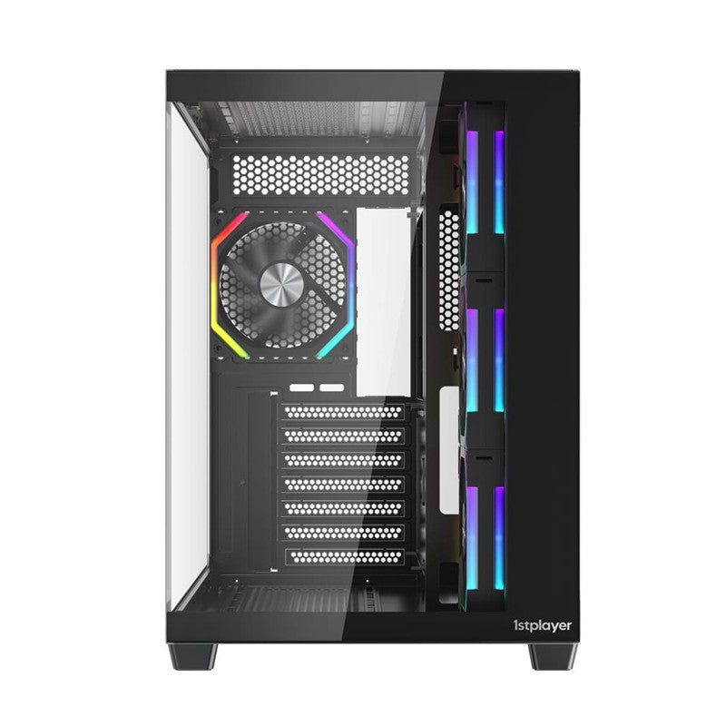 1ST PLAYER BV7 SİYAH ACK 750W 80+ BRONZE ARGB 4X12CM FAN PANORAMİK TEMPERLİ CAM USB 3.0 ATX KASA