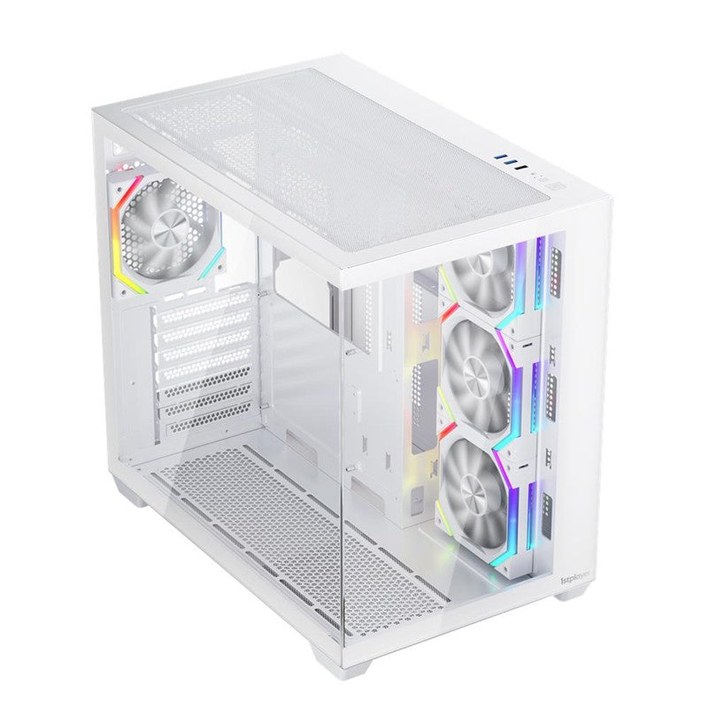 1ST PLAYER BV7 BEYAZ ACK 750W 80+ BRONZE ARGB 4X12CM FAN PANORAMİK TEMPERLİ CAM USB 3.0 ATX KASA