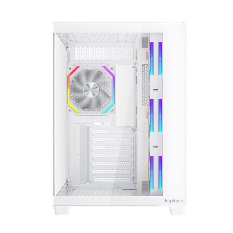 1ST PLAYER BV7 BEYAZ ACK 750W 80+ BRONZE ARGB 4X12CM FAN PANORAMİK TEMPERLİ CAM USB 3.0 ATX KASA
