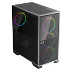1ST PLAYER IF8 BTF SİYAH ARGB 4X12CM FAN TERS ÇEVİRİLEBİLİR TEMPERLİ CAM MESH PANELLER USB 3.0 E-ATX
