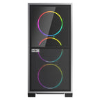 1ST PLAYER IF8 BTF SİYAH ARGB 4X12CM FAN TERS ÇEVİRİLEBİLİR TEMPERLİ CAM MESH PANELLER USB 3.0 E-ATX