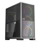 1ST PLAYER IF8 BTF SİYAH ARGB 4X12CM FAN TERS ÇEVİRİLEBİLİR TEMPERLİ CAM MESH PANELLER USB 3.0 E-ATX