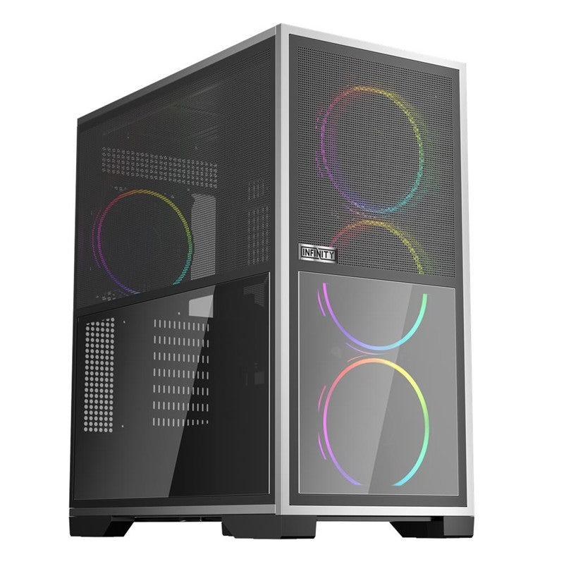 1ST PLAYER IF8 BTF SİYAH ARGB 4X12CM FAN TERS ÇEVİRİLEBİLİR TEMPERLİ CAM MESH PANELLER USB 3.0 E-ATX