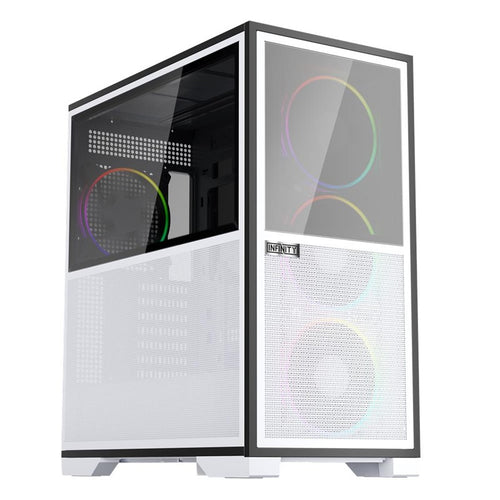 1ST PLAYER IF8 BTF BEYAZ ARGB 4X12CM FAN TERS ÇEVİRİLEBİLİR TEMPERLİ CAM MESH PANELLER USB 3.0 E-ATX