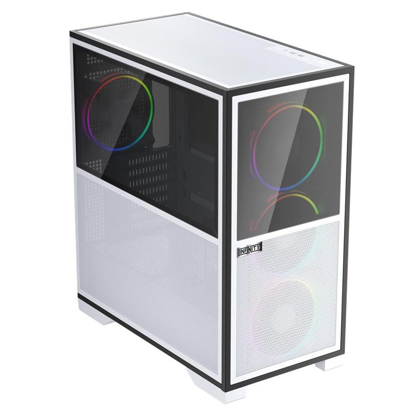 1ST PLAYER IF8 BTF BEYAZ ARGB 4X12CM FAN TERS ÇEVİRİLEBİLİR TEMPERLİ CAM MESH PANELLER USB 3.0 E-ATX