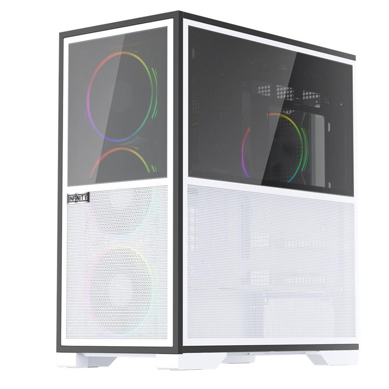 1ST PLAYER IF8 BTF BEYAZ ARGB 4X12CM FAN TERS ÇEVİRİLEBİLİR TEMPERLİ CAM MESH PANELLER USB 3.0 E-ATX