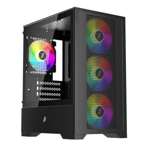 1ST PLAYER GO2 SİYAH FK 550W 4X12CM RAINBOW FAN TEMPERLİ CAM USB 3.0 M-ATX KASA