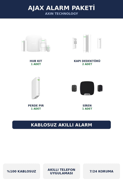 AJAX Kablosuz Akıllı Alarm Seti Ev Standart Paket Hareket Dahil