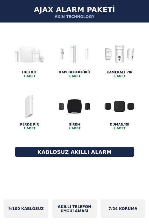AJAX Kablosuz Akıllı Alarm Seti Villa Plus Paket Tam Koruma