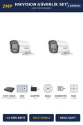 Hikvision 2 Kameralı 2MP Güvenlik Kamera Seti ColorVu Gece Renkli 500GB ~23 Gün Kayıt Bullet