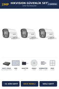 Hikvision 3 Kameralı 2MP Güvenlik Kamera Seti ColorVu Gece Renkli 1TB ~31 Gün Kayıt Bullet Dış Mekan