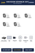 Hikvision 5 Kameralı 2MP Güvenlik Kamera Seti ColorVu Gece Renkli 2TB ~38 Gün Kayıt Bullet Dış Mekan
