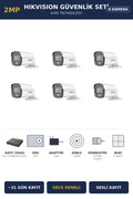 Hikvision 6 Kameralı 2MP Güvenlik Kamera Seti ColorVu Gece Renkli 2TB ~31 Gün Kayıt Bullet Dış Mekan