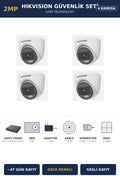 Hikvision 4 Kameralı 2MP Güvenlik Kamera Seti ColorVu Gece Renkli 2TB ~47 Gün Kayıt Dome İç Mekan