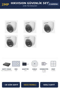 Hikvision 5 Kameralı 2MP Güvenlik Kamera Seti ColorVu Gece Renkli 2TB ~38 Gün Kayıt Dome İç Mekan