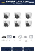 Hikvision 6 Kameralı 2MP Güvenlik Kamera Seti ColorVu Gece Renkli 1TB ~15 Gün Kayıt Dome İç Mekan