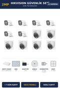 Hikvision 12 Kameralı 2MP Güvenlik Kamera Seti ColorVu Gece Renkli 1TB ~7 Gün Kayıt Dome+Bullet