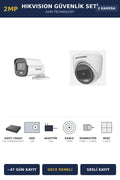 Hikvision 2 Kameralı 2MP Güvenlik Kamera Seti ColorVu Gece Renkli 1TB ~47 Gün Kayıt Dome+Bullet