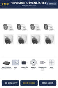 Hikvision 8 Kameralı 2MP Güvenlik Kamera Seti ColorVu Gece Renkli 2TB ~23 Gün Kayıt Dome+Bullet