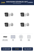 Hikvision 4 Kameralı 2MP Güvenlik Kamera Seti IP PoE AcuSense 1TB ~23 Gün Kayıt Bullet Dış Mekan