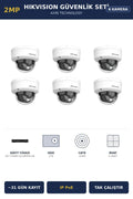 Hikvision 6 Kameralı 2MP Güvenlik Kamera Seti IP PoE AcuSense 2TB ~31 Gün Kayıt Dome İç Mekan