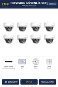 Hikvision 8 Kameralı 2MP Güvenlik Kamera Seti IP PoE AcuSense 2TB ~23 Gün Kayıt Dome İç Mekan