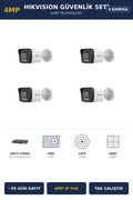 Hikvision 4 Kameralı 4MP Güvenlik Kamera Seti 4MP IP PoE 4TB ~55 Gün Kayıt Bullet Dış Mekan