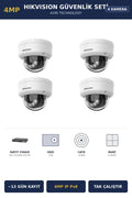 Hikvision 4 Kameralı 4MP Güvenlik Kamera Seti 4MP IP PoE 1TB ~13 Gün Kayıt Dome İç Mekan