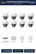 Hikvision 8 Kameralı 4MP Güvenlik Kamera Seti 4MP IP PoE 2TB ~13 Gün Kayıt Dome İç Mekan