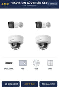 Hikvision 4 Kameralı 4MP Güvenlik Kamera Seti 4MP IP PoE 1TB ~13 Gün Kayıt Dome+Bullet