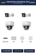 Hikvision 4 Kameralı 4MP Güvenlik Kamera Seti 4MP IP PoE 2TB ~27 Gün Kayıt Dome+Bullet