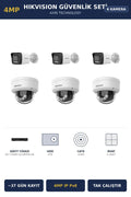 Hikvision 6 Kameralı 4MP Güvenlik Kamera Seti 4MP IP PoE 4TB ~37 Gün Kayıt Dome+Bullet