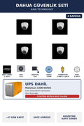 Dahua 4 Kameralı 2MP UPS'li Güvenlik Kamera Seti Sesli Gece Görüşlü Dome İç Mekan 2TB ~47 Gün Kayıt