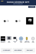 Dahua 3 Kameralı 2MP Güvenlik Kamera Seti Sesli Gece Görüşlü Dome+Bullet 500GB ~15 Gün Kayıt