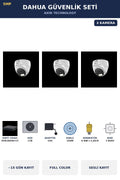 Dahua 3 Kameralı 5MP Güvenlik Kamera Seti 5MP Full Color Sesli Dome İç Mekan 1TB ~15 Gün Kayıt