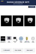 Dahua 3 Kameralı 5MP Güvenlik Kamera Seti 5MP Full Color Sesli Dome İç Mekan 500GB ~7 Gün Kayıt