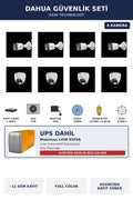 Dahua 8 Kameralı 5MP UPS'li Güvenlik Kamera Seti 5MP Full Color Sesli Dome+Bullet 2TB ~11 Gün Kayıt