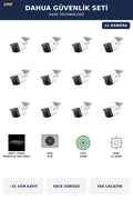 Dahua 12 Kameralı 2MP Güvenlik Kamera Seti IP PoE Tak Çalıştır Bullet Dış Mekan 4TB ~31 Gün Kayıt