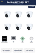 Dahua 6 Kameralı 2MP Güvenlik Kamera Seti IP PoE Tak Çalıştır Dome İç Mekan 1TB ~15 Gün Kayıt