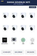 Dahua 8 Kameralı 2MP Güvenlik Kamera Seti IP PoE Tak Çalıştır Dome İç Mekan 2TB ~23 Gün Kayıt