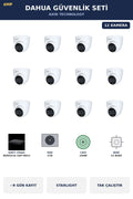 Dahua 12 Kameralı 4MP Güvenlik Kamera Seti 4MP IP PoE Starlight Dome İç Mekan 2TB ~9 Gün Kayıt