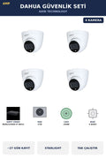Dahua 4 Kameralı 4MP Güvenlik Kamera Seti 4MP IP PoE Starlight Dome İç Mekan 2TB ~27 Gün Kayıt