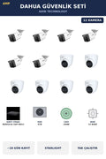 Dahua 12 Kameralı 4MP Güvenlik Kamera Seti 4MP IP PoE Starlight Dome+Bullet 4TB ~18 Gün Kayıt