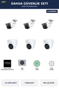 Dahua 6 Kameralı 4MP Güvenlik Kamera Seti 4MP IP PoE Starlight Dome+Bullet 2TB ~18 Gün Kayıt