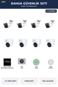 Dahua 8 Kameralı 4MP Güvenlik Kamera Seti 4MP IP PoE Starlight Dome+Bullet 4TB ~27 Gün Kayıt