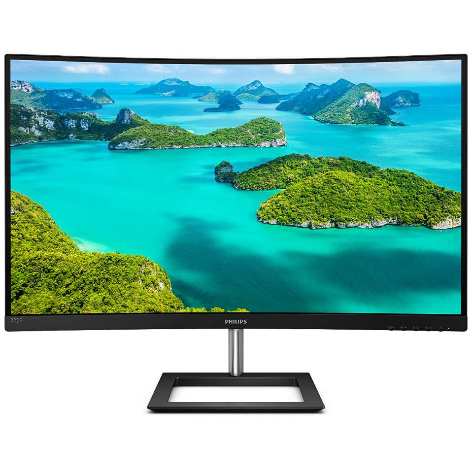 PHILIPS 31.5 322E1C/00 4MS 75MHZ 1XVGA 1XHDMI 1XDP FHD 1920X1080 CURVED VESA SİYAH